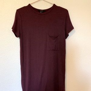 Forever 21 Burgundy T-Shirt Dress with Pocket Size Small